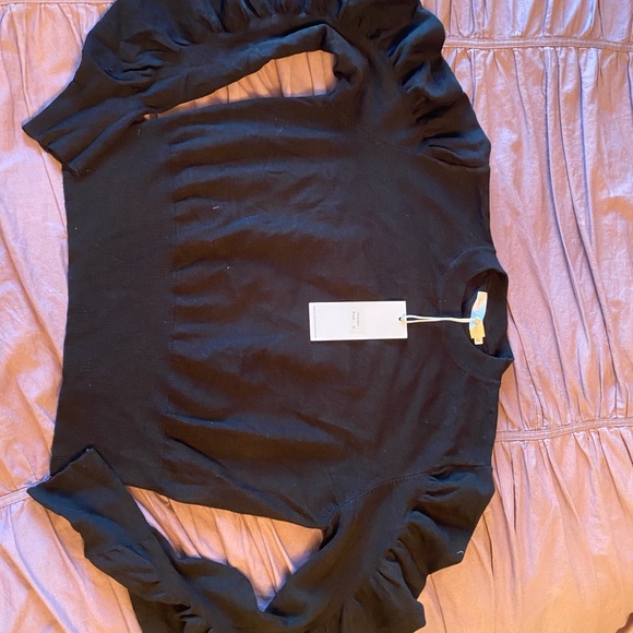 Ruched sleeved White Closet Black Sweater Crop XL - Picture 7 of 7